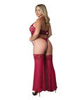 Black Cherry Plunge Top W/Removable Chaps & Cheeky Panty Set - Red