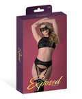 Sinful Hater Bra, Panty, & Garter 3 Pc Set - Black
