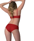 Rush Lace & Mesh Bra & Panty 2 Pc Set - Red