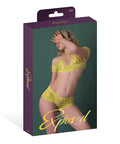 Daffodil Dreams Lace Halter Bralette W/Bardot Sleeves & Boy Short - Yellow