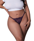 Leather & Lace Lace Thong - Plum