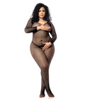 Long Sleeved All Over Fishnet Body Stocking Black