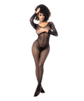 Long Sleeved All Over Fishnet Body Stocking Black