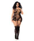 Floral Fishnet Bodystocking Black