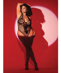 Floral Convertible Top Fishnet Bodysuit - Black