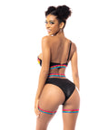 Pride One Shoulder Top, Garter Belt & Panty Black Prints