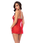 Sequin Embellished Babydoll W/G-String - Red