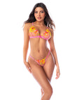 Delicate Embroidered Bralette & Thong 2 Pc Set - Pink