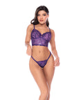 Let Yourself Glow Embroidered Lace Crop Top & Thong 2 Pc Set - Violet