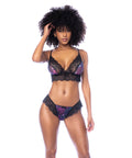 Night Butterfly Lace And Mesh 2 Pc Set - Black