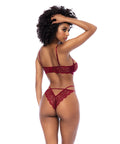 Lace Underwire Top W/Thong 2 Pc Set - Rosewood