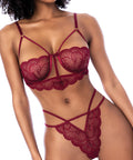 Lace Underwire Top W/Thong 2 Pc Set - Rosewood