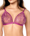 Sheer Lace Triangle Top W/Panty 2 Pc Set - Pink