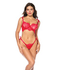 Laced In Confidence Bralette & G-String W/Tie Straps - Red