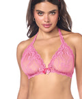 Lacy Halter Top W/Panty 2 Pc Set - Pink