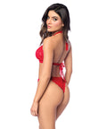Lacy Halter Top W/Panty 2 Pc Set - Red