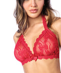 Lacy Halter Top W/Panty 2 Pc Set - Red