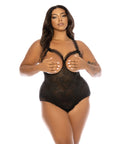 Lace Open Cup & Crotchless Teddy Black