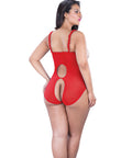 Lace Open Cup & Crotchless Teddy Red