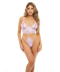 Zoe Peek A Boo Soft Cup Lace Teddy W/G-String Back Lavendula