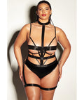Fetish Lethal Underwire Peek A Boo Vinyl Teddy W/Choker Black