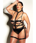 Fetish Lethal Underwire Peek A Boo Vinyl Teddy W/Choker Black