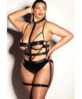 Fetish Lethal Underwire Peek A Boo Vinyl Teddy W/Choker Black
