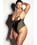 FETISH Frisky Fishnet & Vinyl Shelf Cup Peek A Boo Teddy Black LG