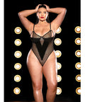 FETISH Frisky Fishnet & Vinyl Shelf Cup Peek A Boo Teddy Black LG