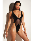 Fetish Limitless Soft Cup High Leg Vinyl & Mesh Teddy Black
