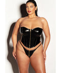 Fetish Rider Vinyl Bustier W/Front Zipper & Panty Black