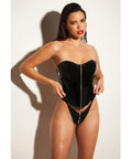 Fetish Rider Vinyl Bustier W/Front Zipper & Panty Black