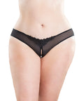 Crotchless Thong W/Pearls Black