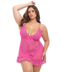 Valentine Lace Babydoll w/Bows & G-String - Rose LG