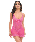 Valentine Lace Babydoll w/Bows & G-String - Rose LG