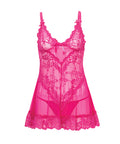 Valentine Lace Babydoll w/Bows & G-String - Rose LG