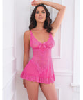 Valentine Lace Babydoll w/Bows & G-String - Rose LG