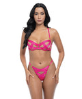 Raelynn Satin Strappy Underwire Bra W/G-String 2 Pc Set - Pink Yarrow