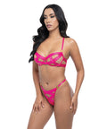 Raelynn Satin Strappy Underwire Bra W/G-String 2 Pc Set - Pink Yarrow