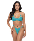 Raya Lace Underwire Bra W/Panty 2 Pc Set - Beach Blue