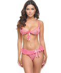 Aubrielle Diamond Mesh Underwire Bra W/Thong 2 Pc Set - Pink