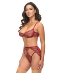 Arielle Lace Unlined Underwire 2 Pc Set W/Ring Detail - Burgundy