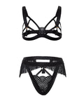 Annika Open Cup 2 Pc Set W/Fringe And Tassel Detail - Black