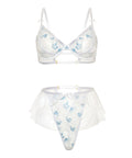 Elena Floral Embroidered 2 Pc Set W/Skirted Bottom - White