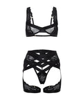 Thalia Mesh & Lace Underwire 3 Pc Set - Black
