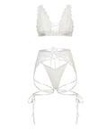 Naya Lace 3 Pc Set W/Strap Details - White