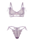 Dahlyia Lace 2 Pc Set W/Decorative Ties - Purple
