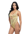 Tiana Scallop Lace & Mesh Underwire Teddy - Pale Banana