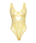 Tiana Scallop Lace & Mesh Underwire Teddy - Pale Banana