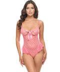 Aubrielle Diamond Mesh Underwire Teddy - Pink